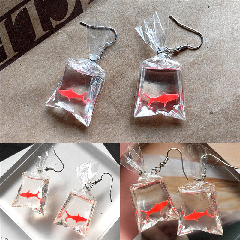 Fish Water Bag Dangle Earrings For Women