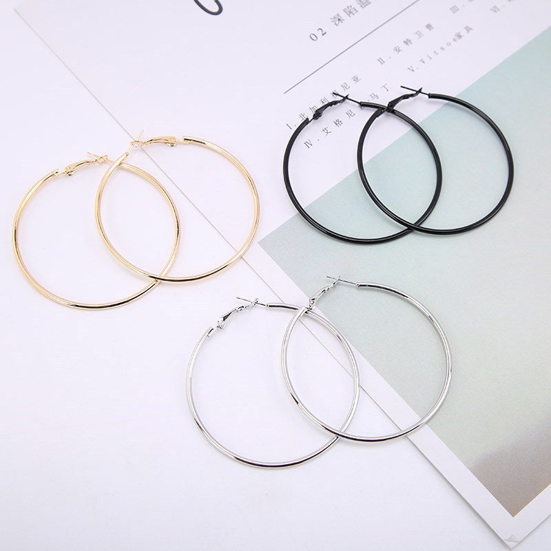 Fashion Women Girl Trendy Large Hoop Earrings Big Smooth Circle Earrings Brand Loop Earrings Jewelry