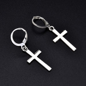 2020 NEW Fashion Men Women Metal Hoop Cross Drop Dangle Ear Studs Earrings