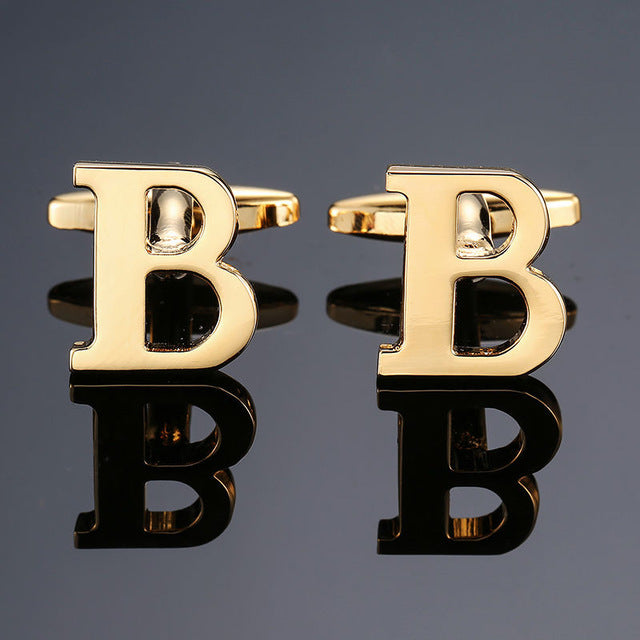 DY New high quality gold letters A-Z name Cufflinks  for men