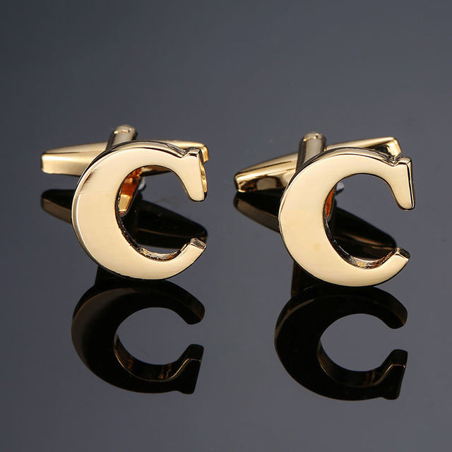 DY New high quality gold letters A-Z name Cufflinks  for men