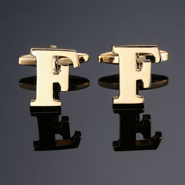 DY New high quality gold letters A-Z name Cufflinks  for men