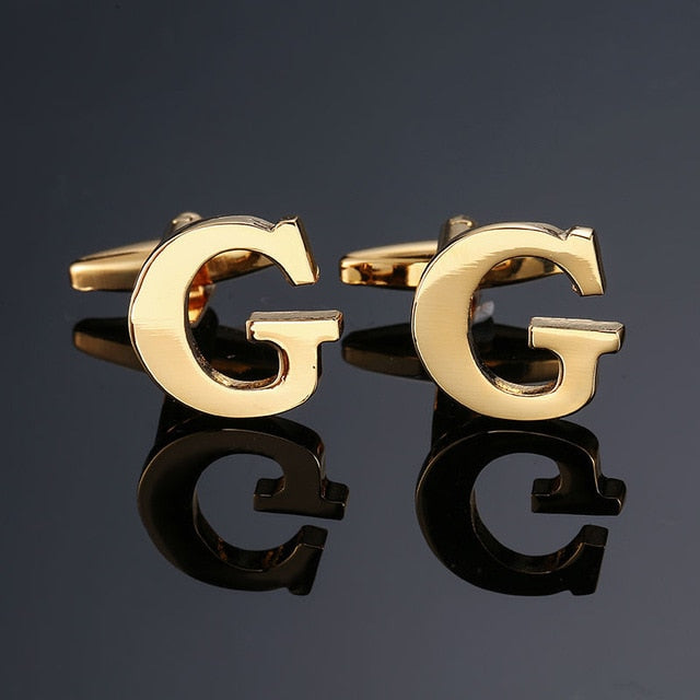 DY New high quality gold letters A-Z name Cufflinks  for men