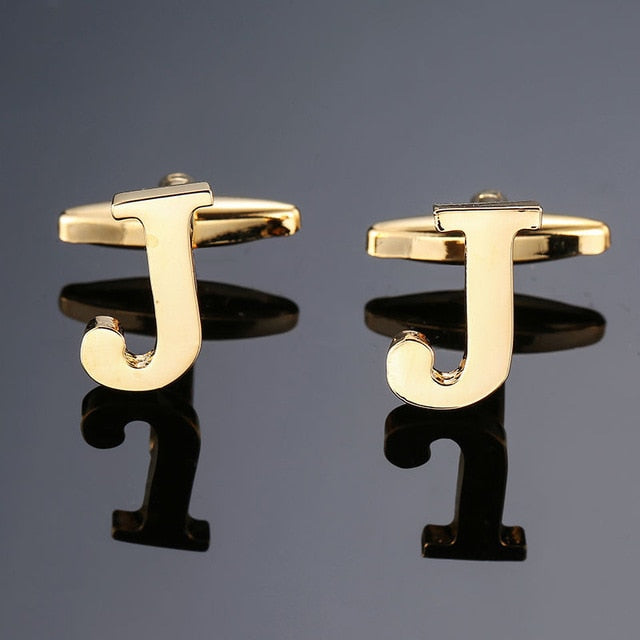 DY New high quality gold letters A-Z name Cufflinks  for men