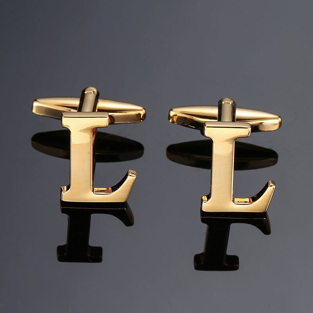 DY New high quality gold letters A-Z name Cufflinks  for men