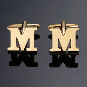 DY New high quality gold letters A-Z name Cufflinks  for men