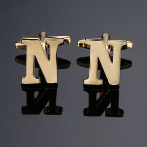 DY New high quality gold letters A-Z name Cufflinks  for men