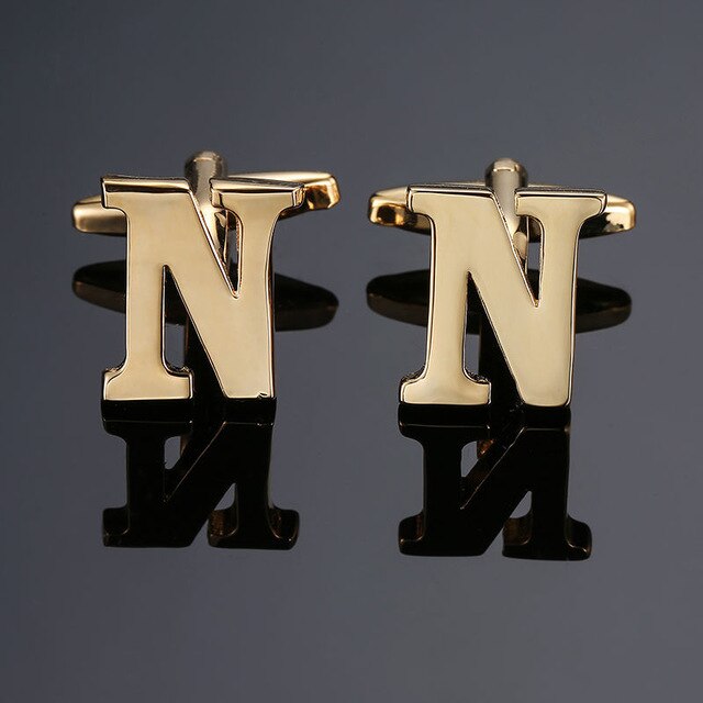 DY New high quality gold letters A-Z name Cufflinks  for men