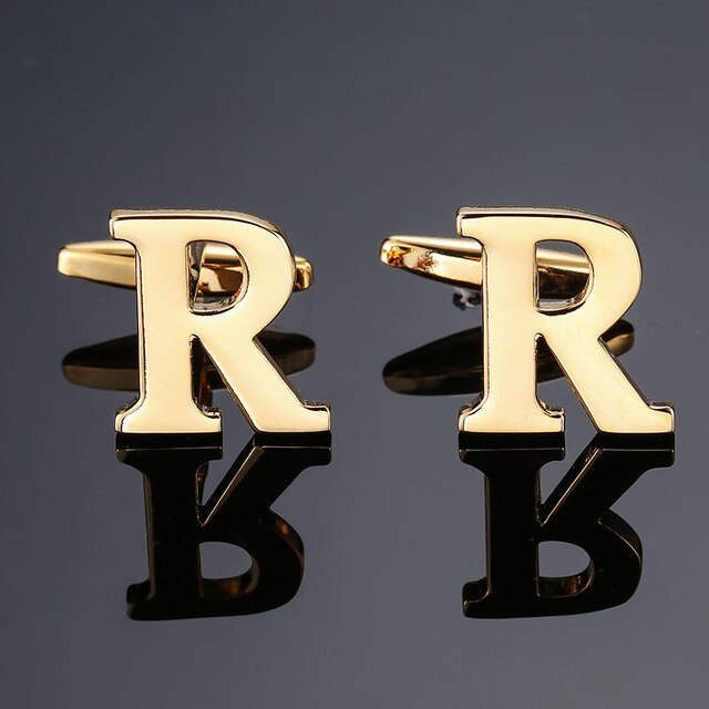 DY New high quality gold letters A-Z name Cufflinks  for men