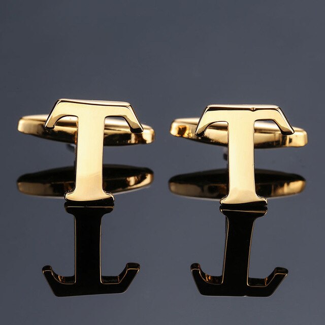 DY New high quality gold letters A-Z name Cufflinks  for men