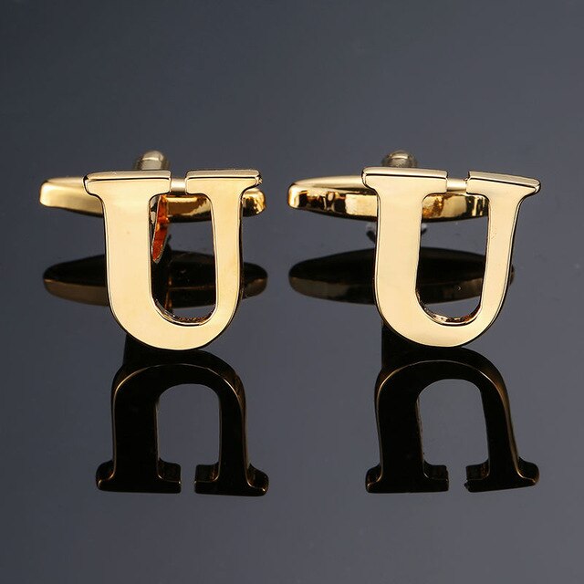 DY New high quality gold letters A-Z name Cufflinks  for men