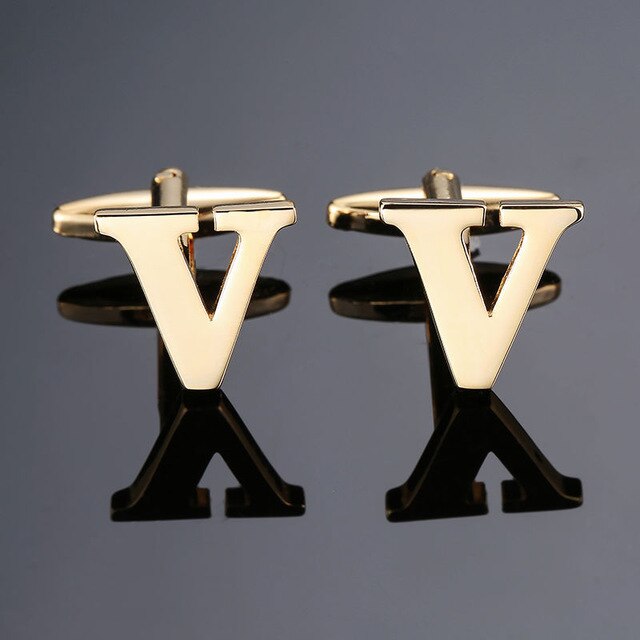 DY New high quality gold letters A-Z name Cufflinks  for men