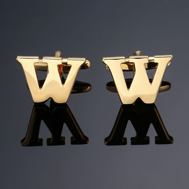 DY New high quality gold letters A-Z name Cufflinks  for men