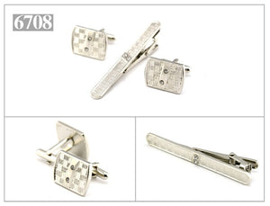 Gold Tie Clip and Cufflink Set For Men