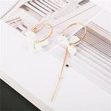 Korean Retro Asymmetric Butterfly Imitation Pearl Earrings