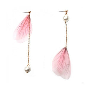 Korean Retro Asymmetric Butterfly Imitation Pearl Earrings