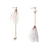 Korean Retro Asymmetric Butterfly Imitation Pearl Earrings