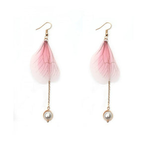 Korean Retro Asymmetric Butterfly Imitation Pearl Earrings