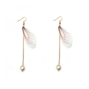 Korean Retro Asymmetric Butterfly Imitation Pearl Earrings