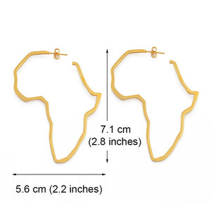 Anniyo African Map Big Earrings Exaggerate Larger Earring Gold Color