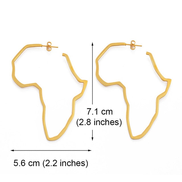 Anniyo African Map Big Earrings Exaggerate Larger Earring Gold Color