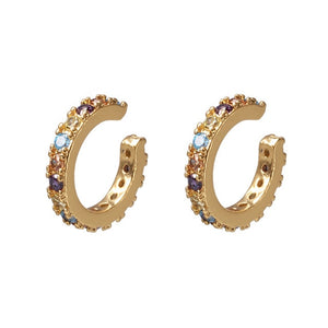 Women CZ Rainbow Earrings Cubic Zirconia Ear Cuff Set for Female