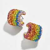 Women CZ Rainbow Earrings Cubic Zirconia Ear Cuff Set for Female