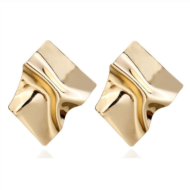 Luxury Gold Suqare Stud Earrings For Women