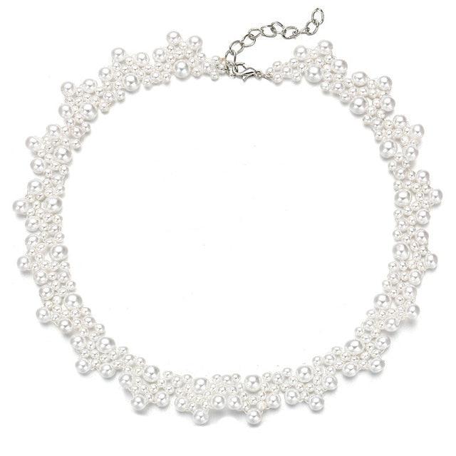 2020 Elegant Flower Pearl Choker Necklaces For Women