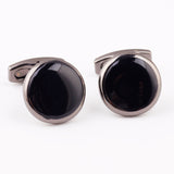 Luxury Fashion Black Round Plated Cufflinks