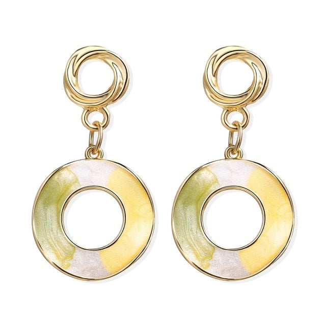 17KM Round Acrylic Twist Dangle Earrings For Women