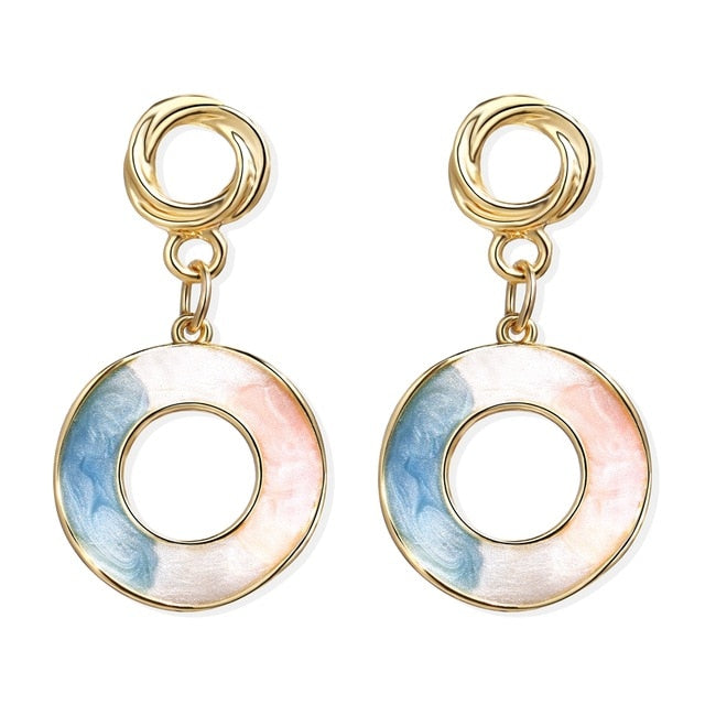 17KM Round Acrylic Twist Dangle Earrings For Women