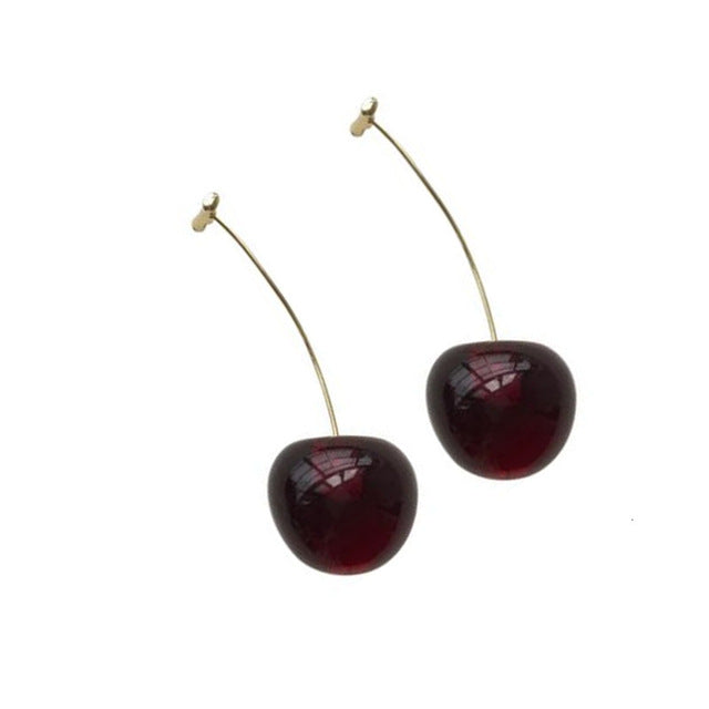 New Fashion Red Cherry Gold Drop Earring