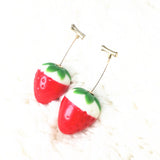 New Fashion Red Cherry Gold Drop Earring