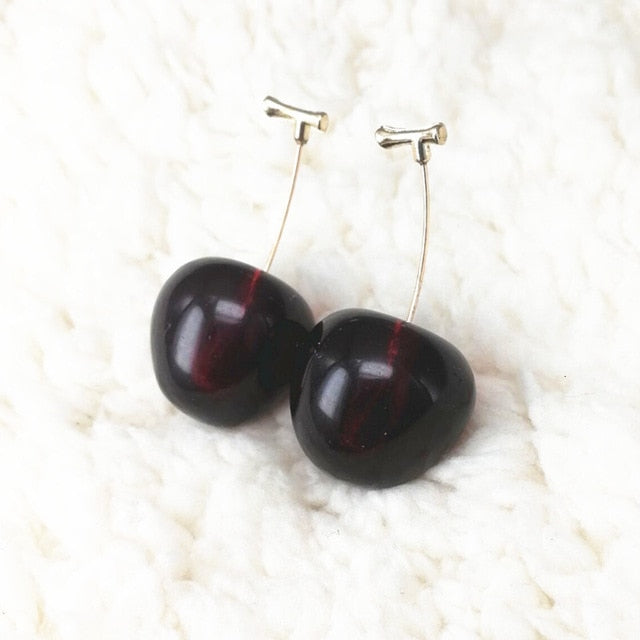 New Fashion Red Cherry Gold Drop Earring