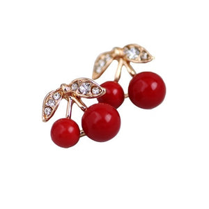 New Fashion Red Cherry Gold Drop Earring