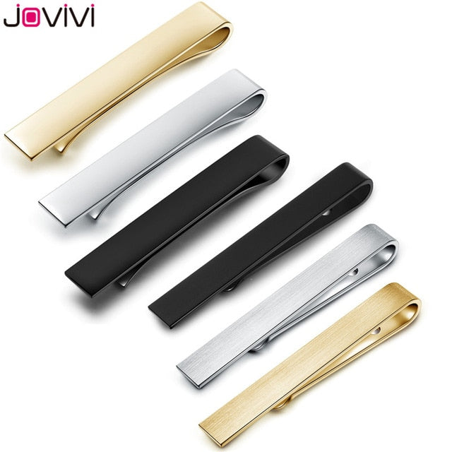 Jovivi Mens Stainless Steel Tie Bar Pinch Clip for Skinny