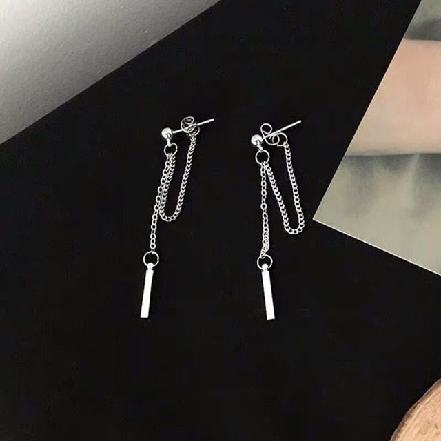 Japan and South Korea Harajuku Cool E-girl Girl Cross Chain Pendant Earrings For Women