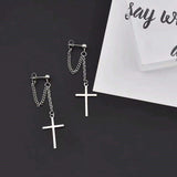 Japan and South Korea Harajuku Cool E-girl Girl Cross Chain Pendant Earrings For Women