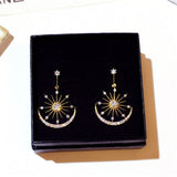 silver needle fashion temperament sun stars moon net red earrings