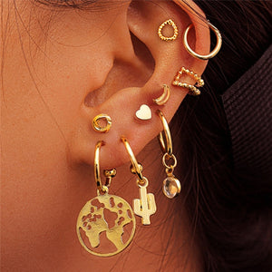 Vintage Tribal Ethnic Geometric Drop Dangle Hoop Earrings