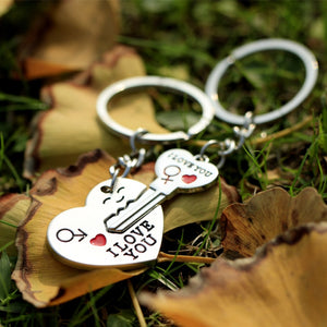 1 Pair Couple I LOVE YOU Letter Key chain Heart Key Ring