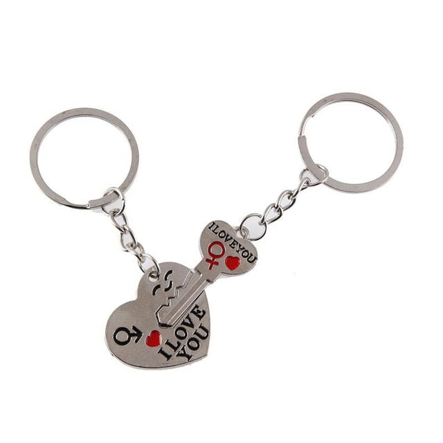 1 Pair Couple I LOVE YOU Letter Key chain Heart Key Ring