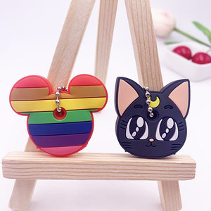 2Pcs Cute Cartoon Protective Silicone Key Case Cover For Women/Man