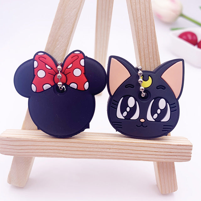 2Pcs Cute Cartoon Protective Silicone Key Case Cover For Women/Man