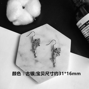 Punk Cheap Sliver Handcuffs Blade Gun Drop Earrings