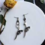 Punk Cheap Sliver Handcuffs Blade Gun Drop Earrings