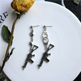 Punk Cheap Sliver Handcuffs Blade Gun Drop Earrings