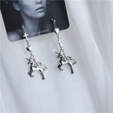 Punk Cheap Sliver Handcuffs Blade Gun Drop Earrings