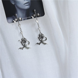 Punk Cheap Sliver Handcuffs Blade Gun Drop Earrings